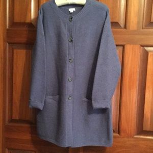 JJill XL petite Cardigan sweater blue button front long sleeve pockets